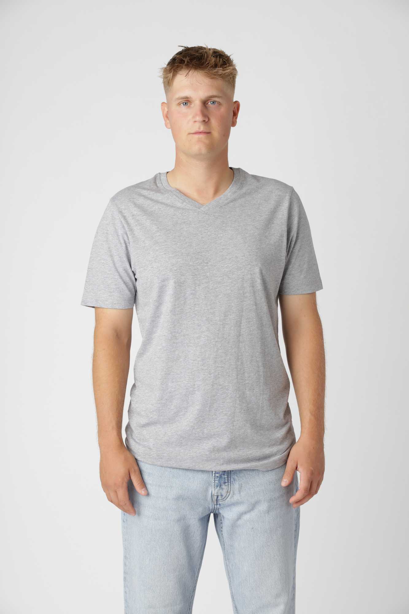 Classic V-hals T-shirt, Oxford Grå