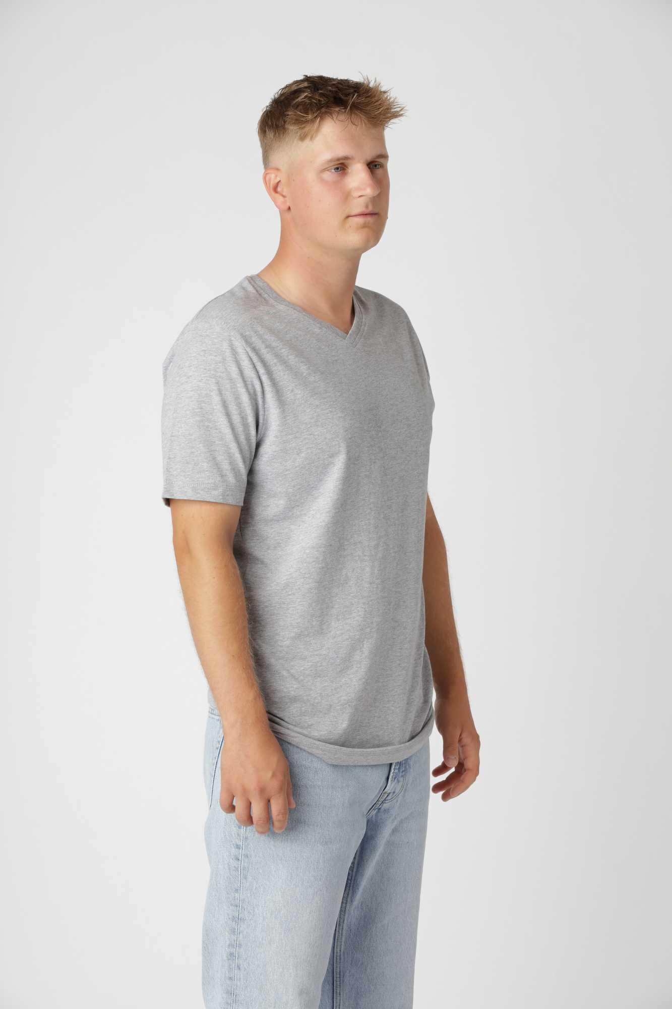 Classic V-hals T-shirt, Oxford Grå