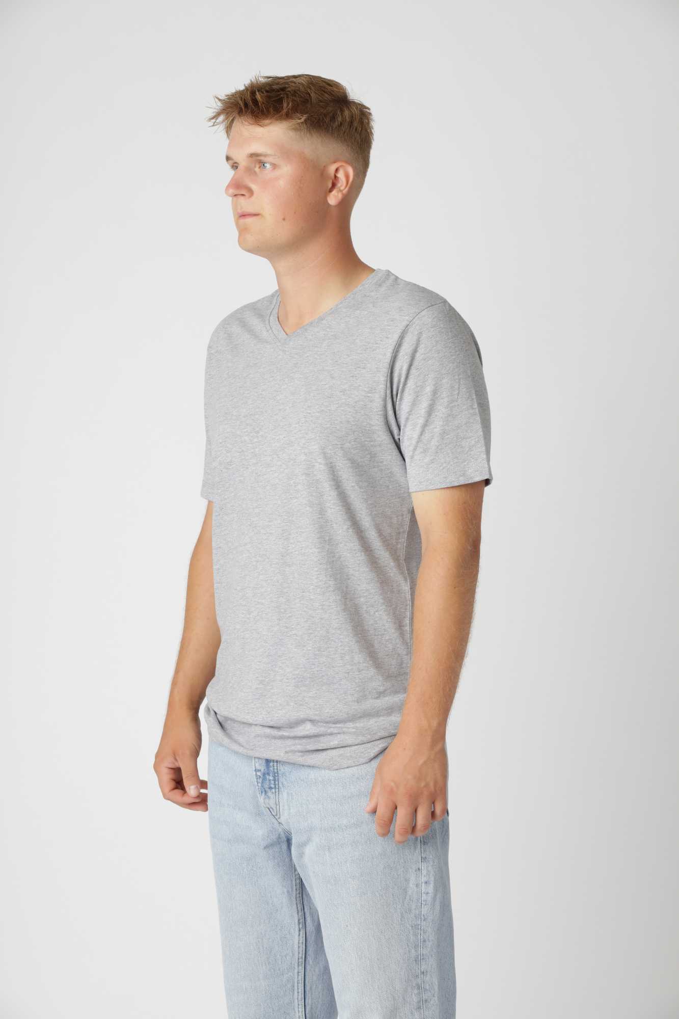 Classic V-hals T-shirt, Oxford Grå
