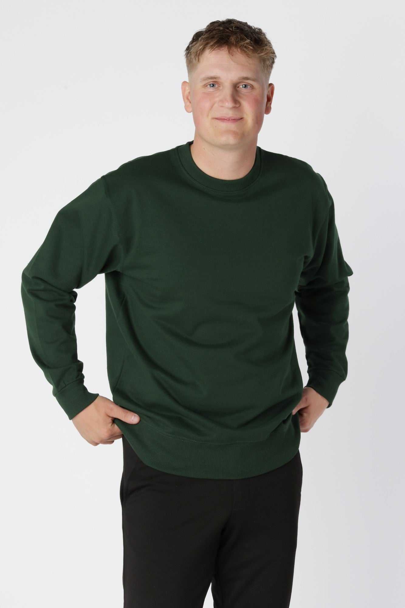 Essential Crewneck, Flaskegrøn