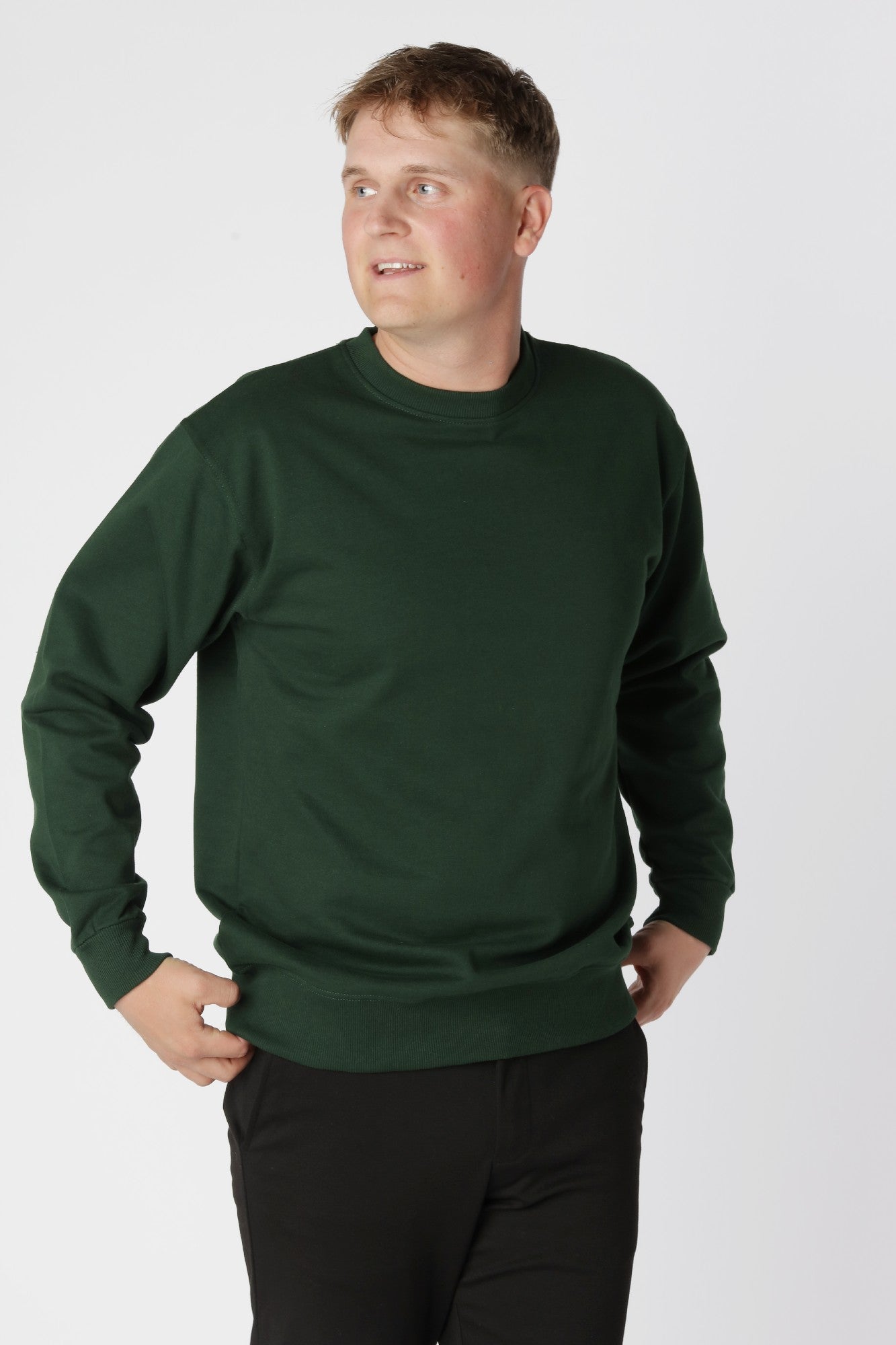 Essential Crewneck, Flaskegrøn